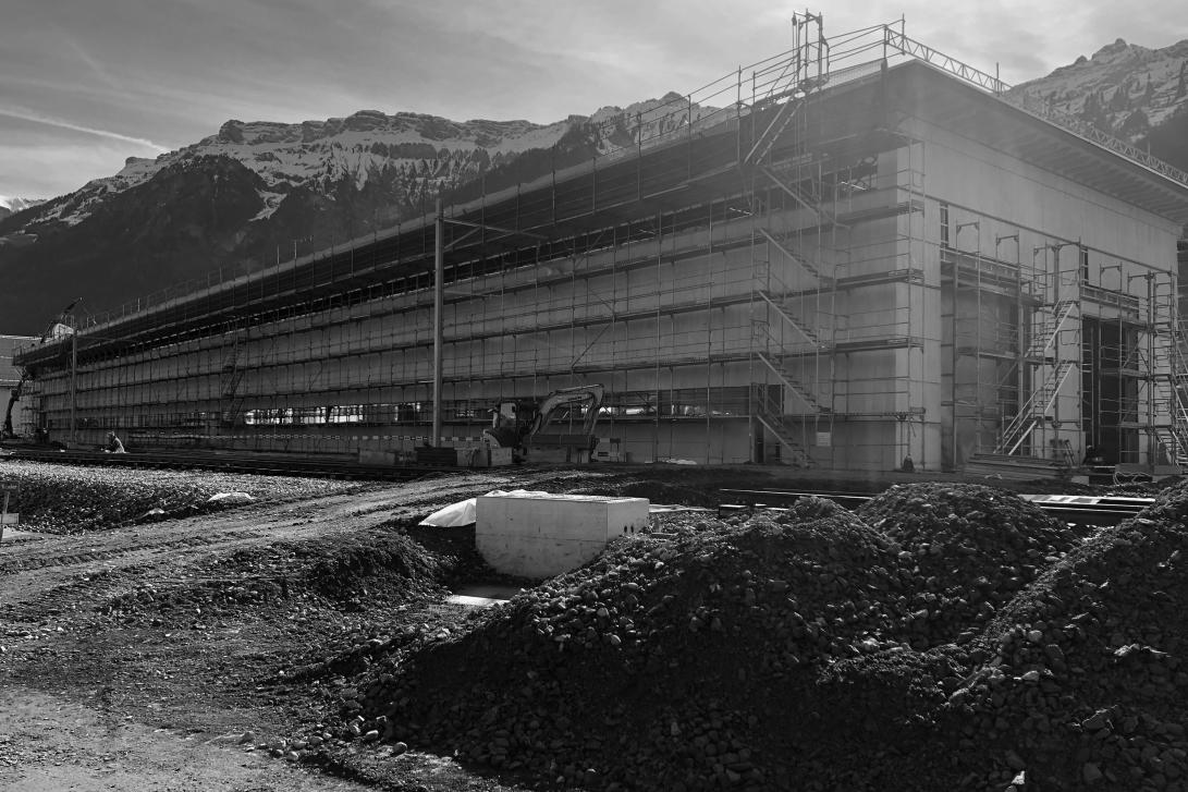 BLS-Werkstätten, «Lange Halle» im Bau